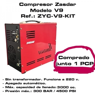 Compresor Eléctrico ZASDAR V9 con 1 PCP. 220 v. PCP 300 BAR. Parada automática. (COMPRADO JUNTO CON CARABINA PCP) - Imagen 1